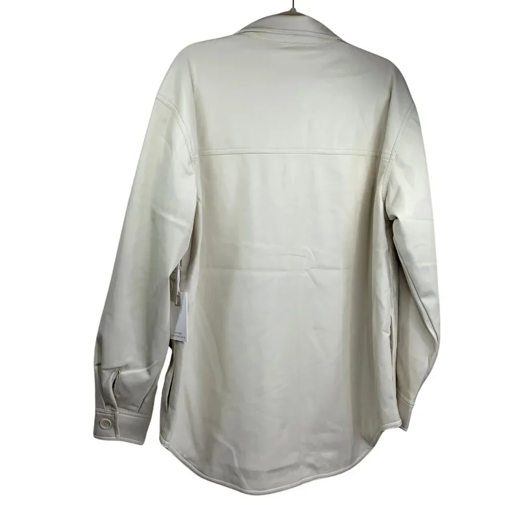 Good American Better Than Leather Faux Leather Shacket Bone Size 3/4=L/XL NWT - Picture 9 of 16